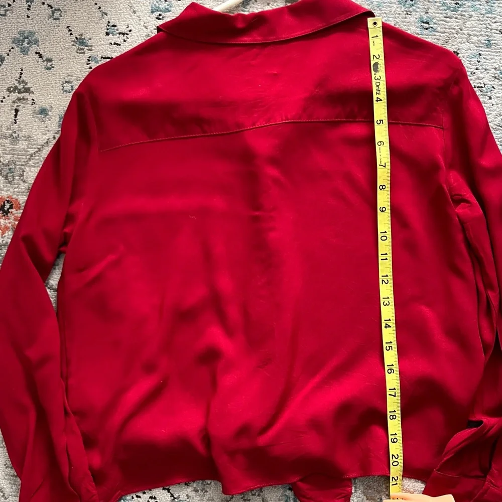 Karen Kane Red Button-Up Tie Front Blouse - Picture 13 of 14